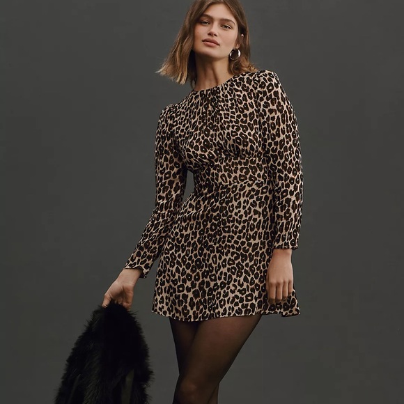 Reformation Dresses & Skirts - Reformation Women Dress Laken Size 2 Leopard Print Mini Anthropologie Fitted